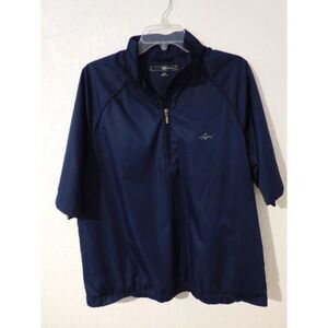 Greg Norman Windbreaker Jacket Mens Short Sleeve Medium Quarter Zip Navy
